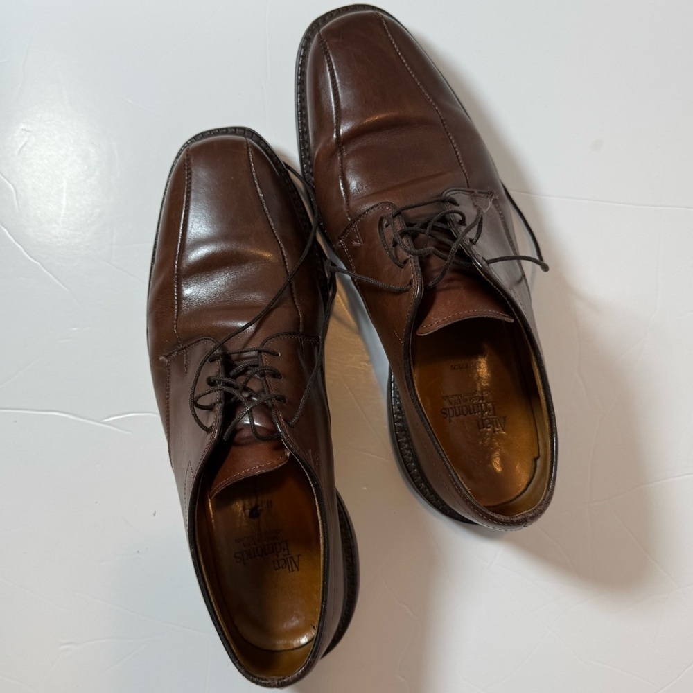 Allen Edmonds Sz 7.5D Shoes Warren Bicycle Toe Blucher Oxford Brown Leather 2292